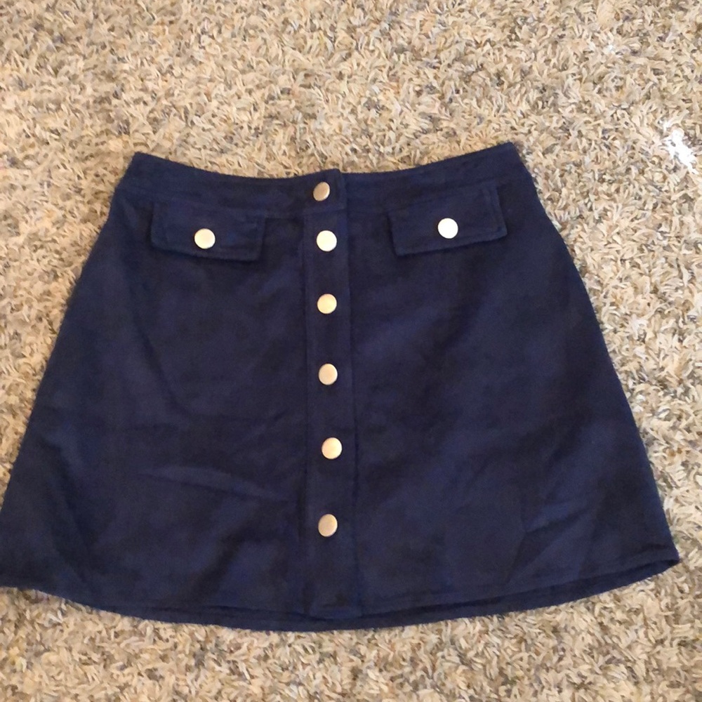 Navy suede skirt
